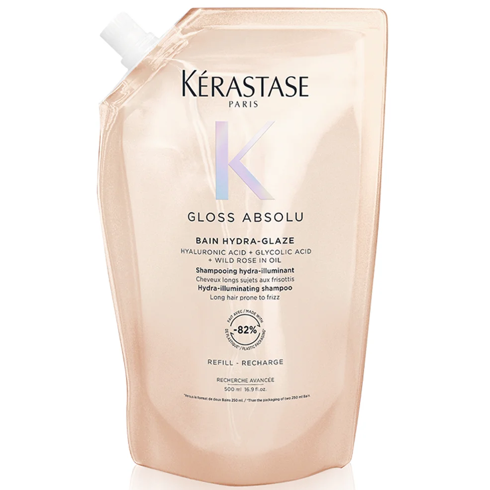 Kérastase Gloss Absolu Refill Pouch Shampoo with Glycolic Acid, Hyaluronic Acid and Wild Rose in Oil 500ml Imagen 1