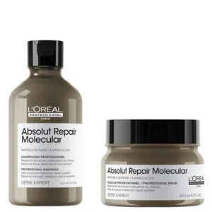 L'Oréal Professionnel Absolut Repair Molecular Shampoo 300ml and Rinse-Off Mask 250ml Set for Damaged Hair - undefined undefined