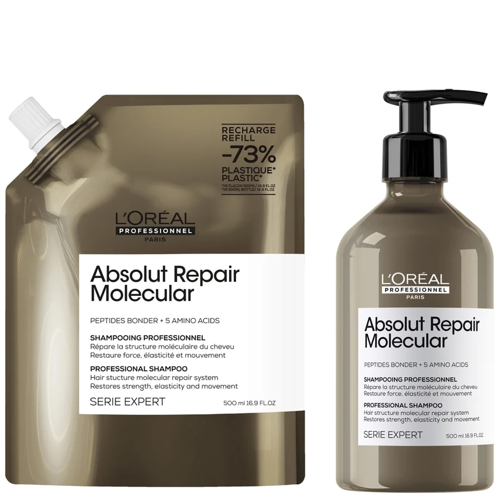 L’Oréal Professionnel Absolut Repair Molecular Shampoo 500ml and Refill Pack 500ml for damaged hair Imagen 1