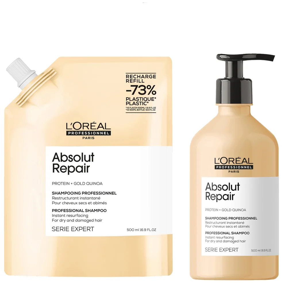 L’Oréal Professionnel Absolut Repair Shampoo 500ml and Refill Pack 500ml for dry & damaged hair Imagen 1