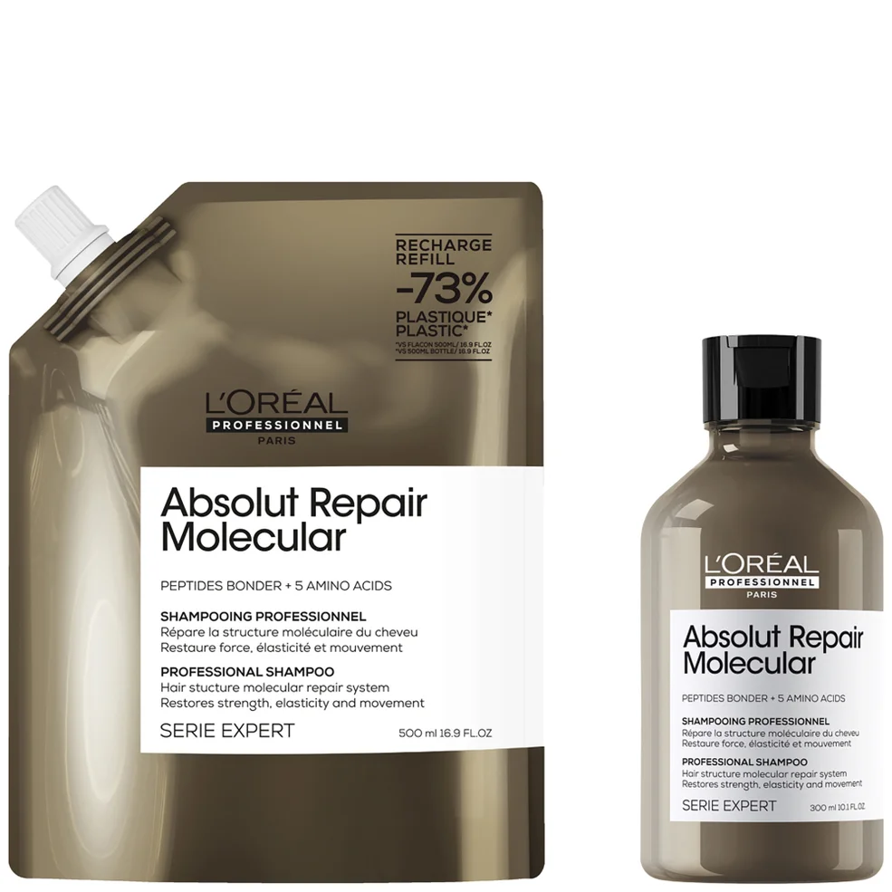 L’Oréal Professionnel Absolut Repair Molecular Shampoo 300ml and Refill Pack 500ml for damaged hair Imagen 1