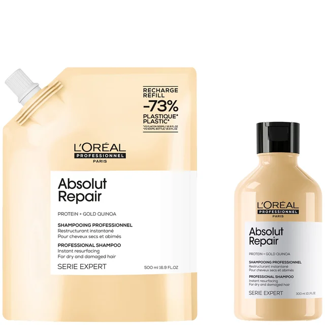L’Oréal Professionnel Absolut Repair Shampoo 300ml and Refill Pack 500ml for dry & damaged hair