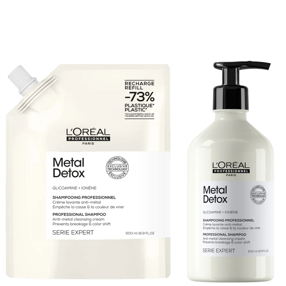 L’Oréal Professionnel Metal Detox Shampoo 500ml and Refill Pack 500ml for breakage & colour protection Imagen 1