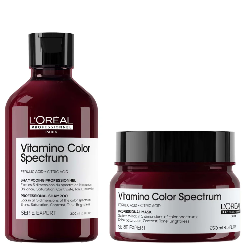 L'Oréal Professionnel Vitamino Color Spectrum Shampoo 300ml and Rinse Off Hair Mask 250ml Bundle for Coloured Hair Imagen 1
