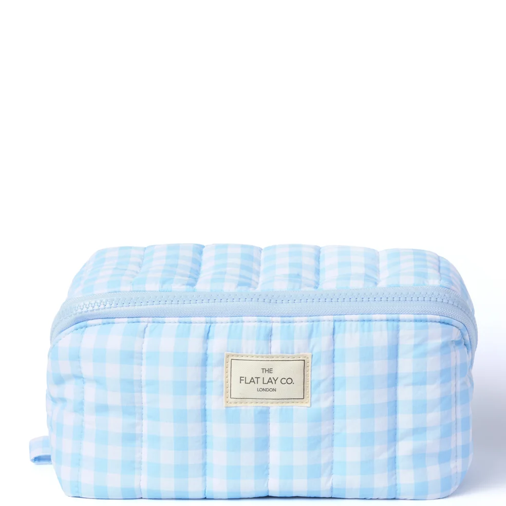 The Flat Lay Co. Marshmallow Flat Lay Makeup Box Bag - Baby Blue Gingham Imagen 1