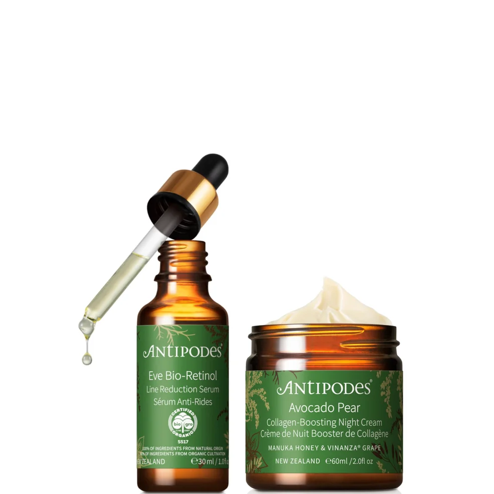 Antipodes Eve Bio-Retinol Line Reduction Serum 30ml, Avocado Pear Collagen-Boosting Night Cream 60ml Bundle Imagen 1