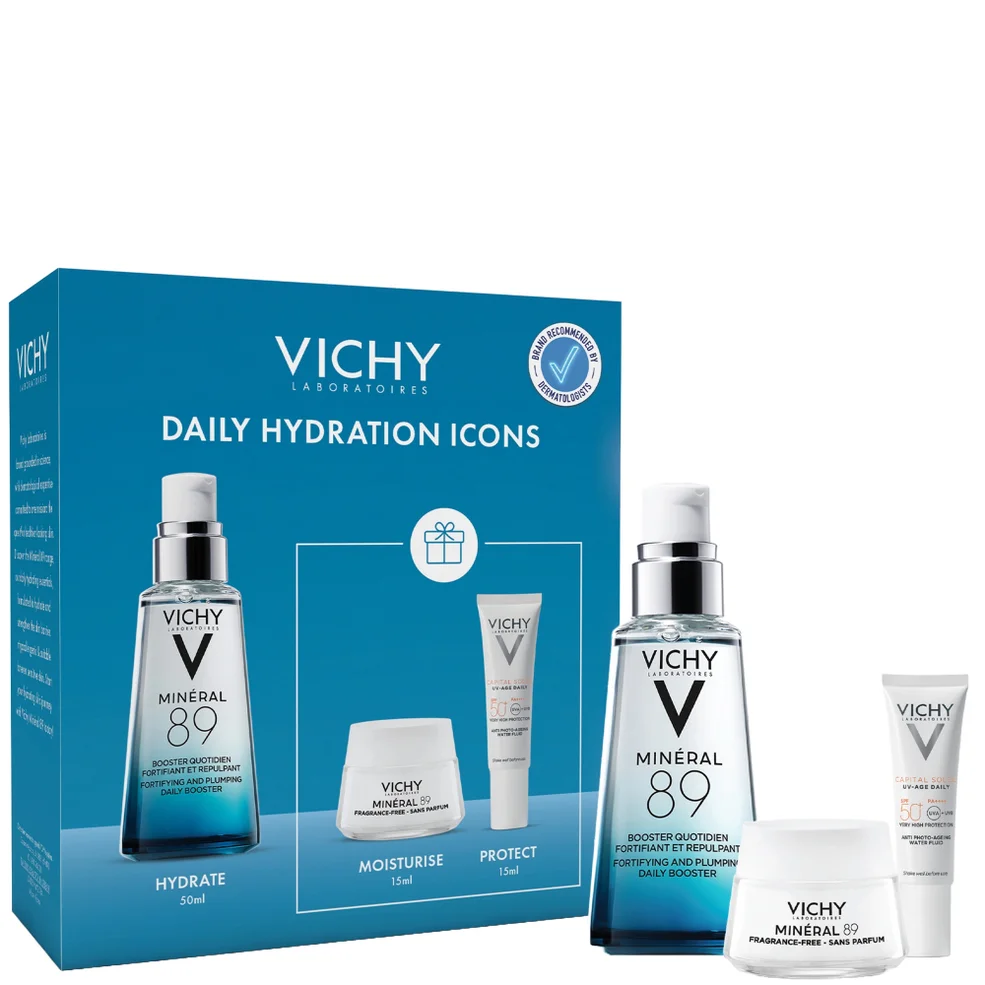 Vichy Mineral 89 Hyaluronic Acid Daily Hydration Kit: Serum, Moisturiser, and SPF50 Imagen 1