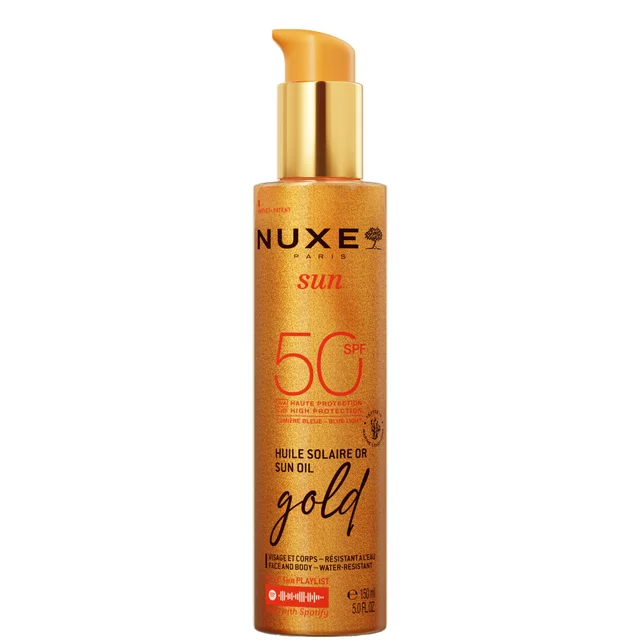 Nuxe Sun Aceite con brillos dorados SPF 50 150 ml