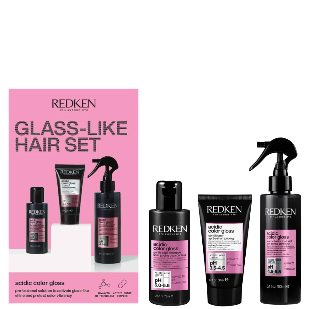 Redken Acidic Color Gloss Discovery Set, Heat Protection Hair Treatment 190ml, Shampoo 75ml , Conditioner 50ml Imagen 1