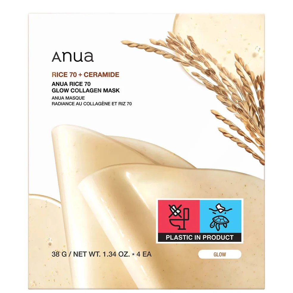 Anua Rice 70 Glow Collagen Mask (4 Sheets) 38g Imagen 1