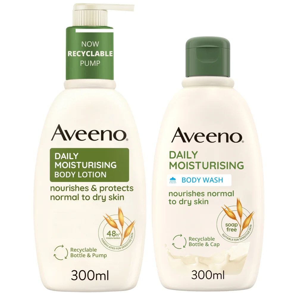 Aveeno Daily Moisturising Wash & Lotion Duo to Protect Dry Skin 600ml Mega Bundle Imagen 1