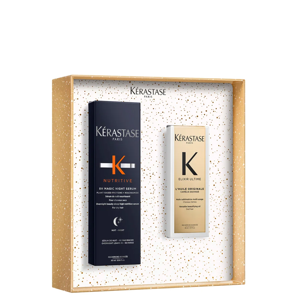 Kérastase Iconics Set for Nourishment, 8H Magic Night Serum with Niacinamide & Travel Size Elixir Ultime Hair Oil Imagen 1