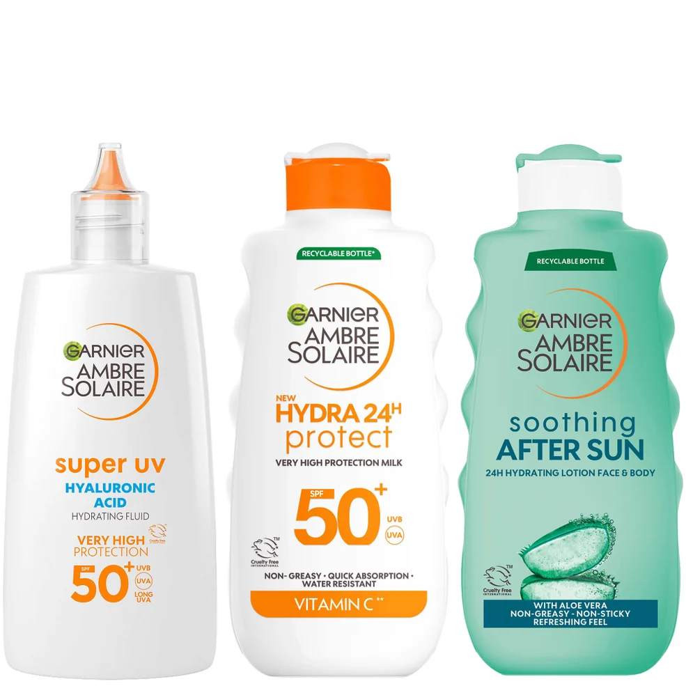 Garnier Ambre Solaire SPF50+ Suncream Face, Body & Aftersun Bundle Imagen 1