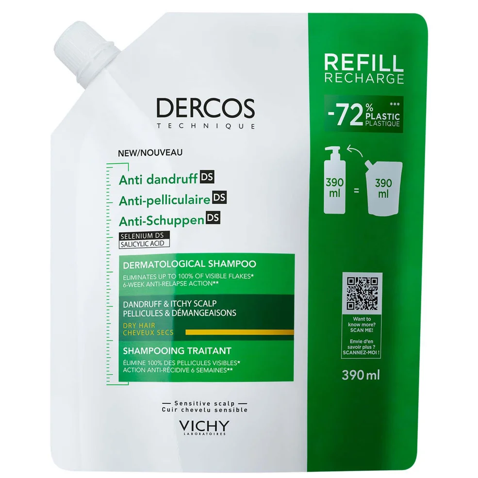 Vichy Dercos Anti-Dandruff Dermatological Shampoo for Dry Hair Refill 390ml Imagen 1