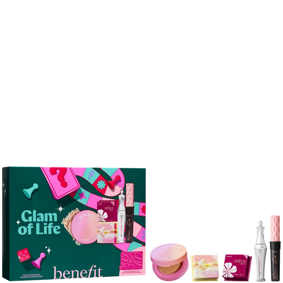 benefit Glam of Life Mascara, Brow and Cheek 5-piece Makeup Gift Set, with Limited Edition Beauty Bag Imagen 1
