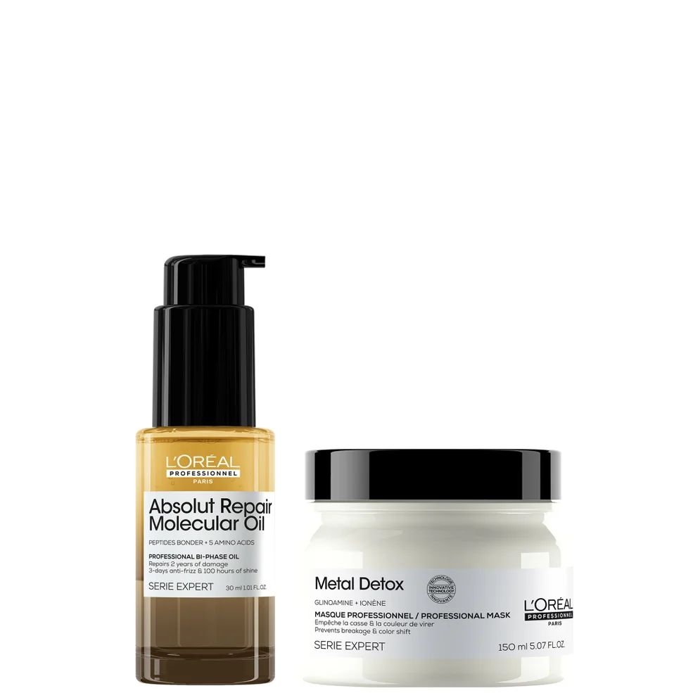 L'Oréal Professionnel Ultimate Repair Treatment Set: Metal Detox Hair Mask 150ml & Absolut Repair Molecular Bi-Phase Hair Oil Imagen 1