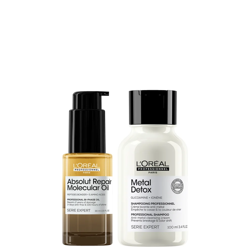 L'Oréal Professionnel Mini Protect & Repair Set: Metal Detox Clarifying Shampoo 100ml & Absolut Repair Molecular Hair Oil Imagen 1