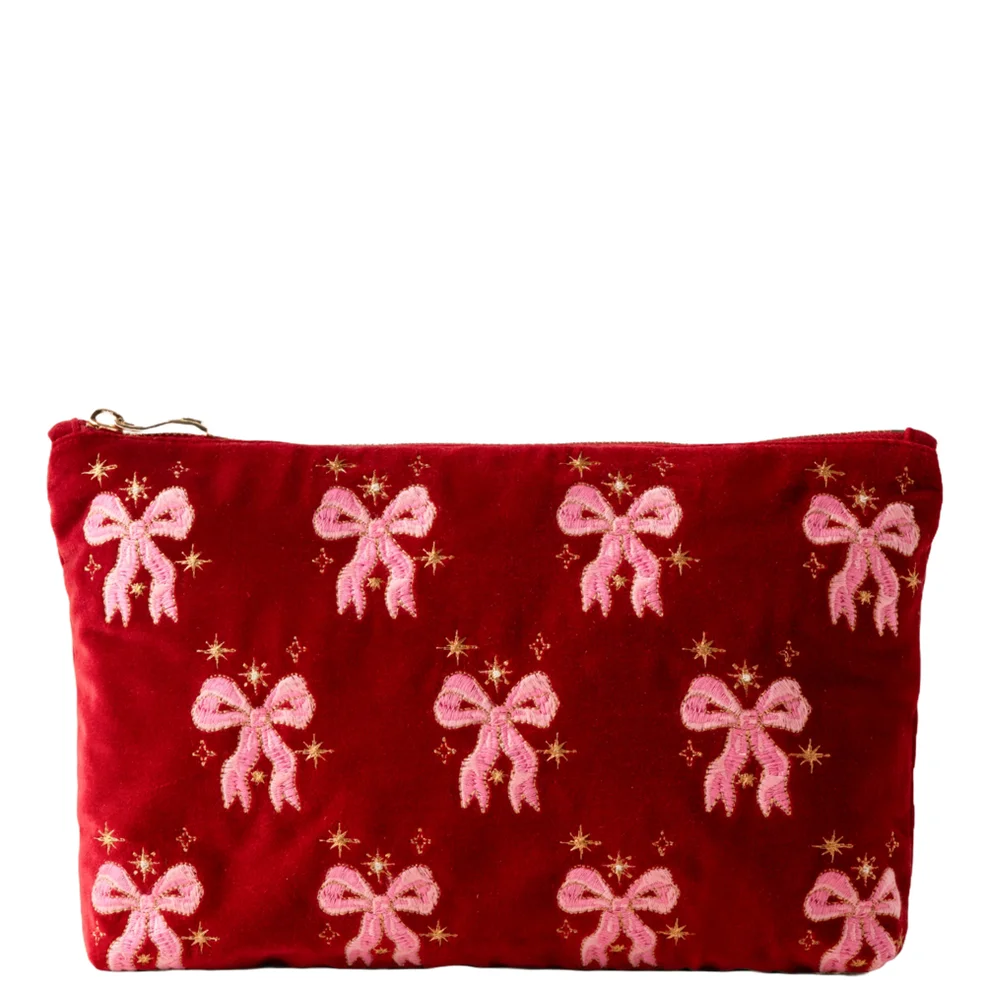 Elizabeth Scarlett Dazzling Bows Velvet Everyday Pouch - Rouge Imagen 1