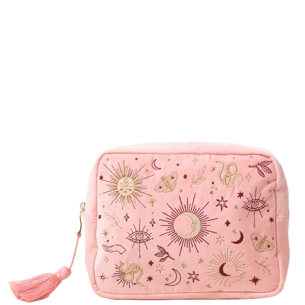 Elizabeth Scarlett Boho Mysticism Blush Pink Velvet Wash Bag Imagen 1