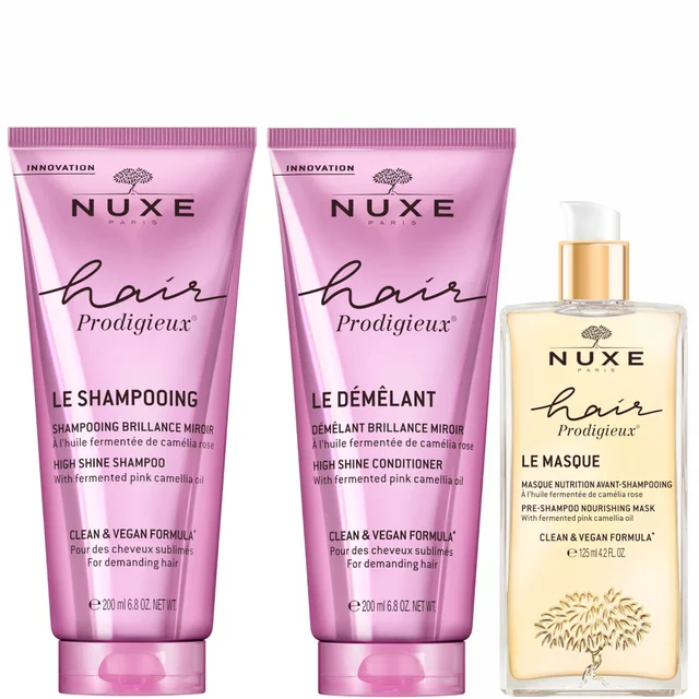 NUXE Hair Prodigieux Pre Shampoo Mask and High Shine Shampoo & Conditioner Bundle