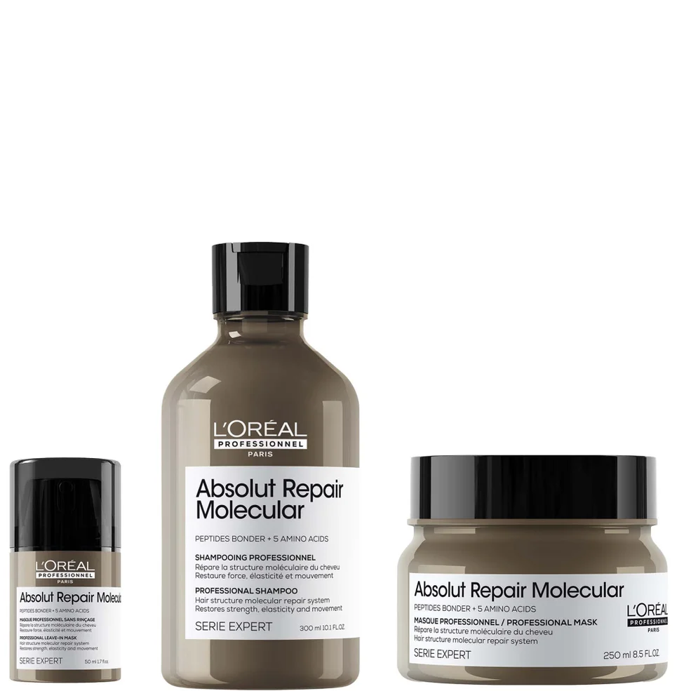 L'Oréal Professionnel Absolut Repair Molecular Shampoo 300ml, Hair Mask 250ml & Leave-in Hair Mask Travel Size 50ml Imagen 1