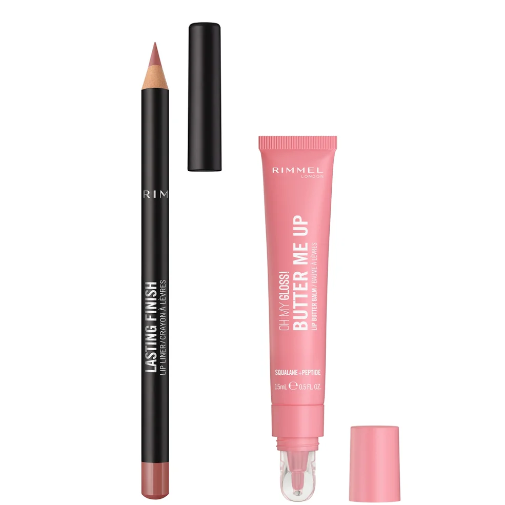 Rimmel Butter Me Up Bubble Gum & Lasting Finish - Mauve Nude 760 Lip Bundle Imagen 1